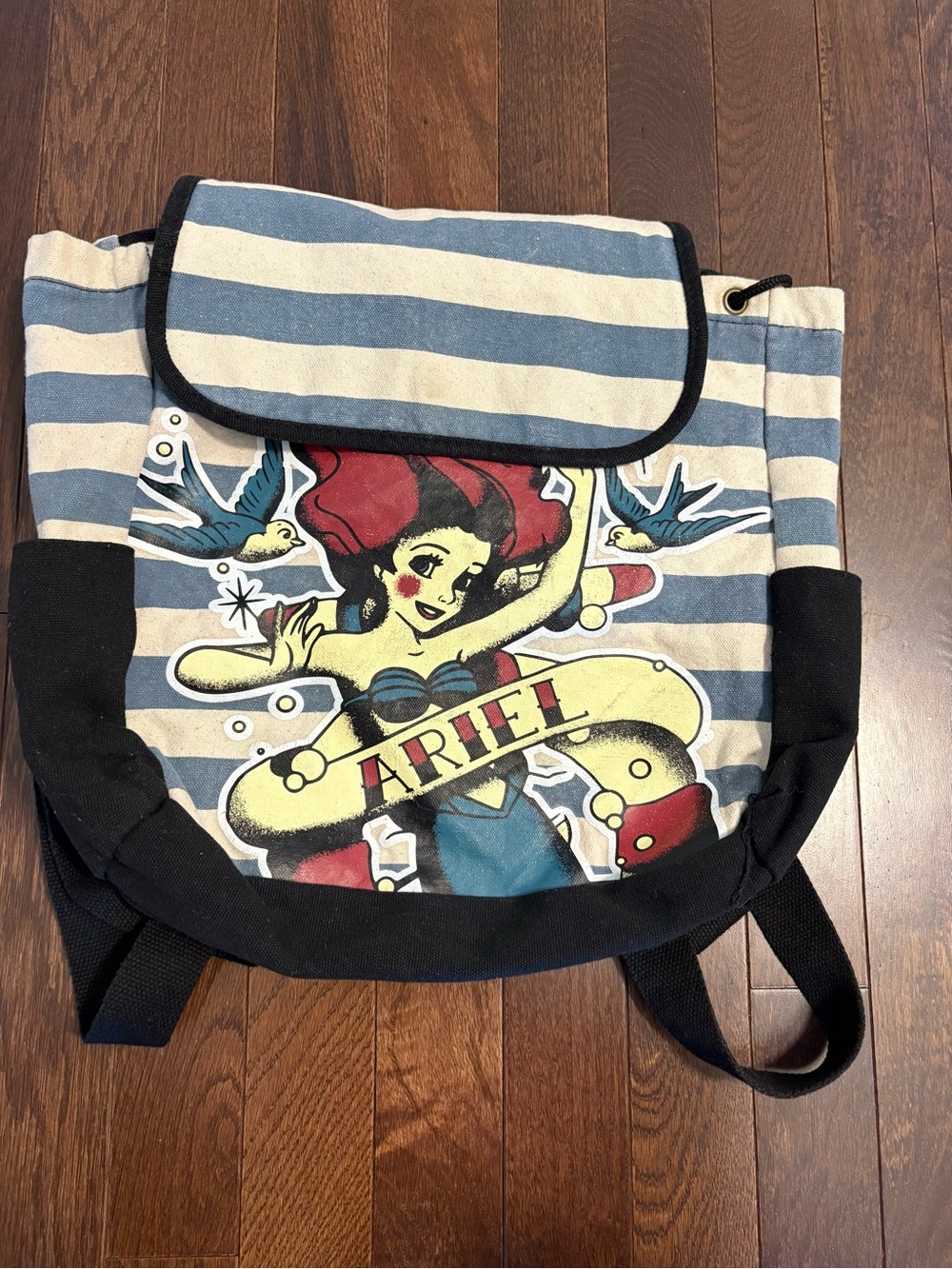 Rare Loungefly Disney Ariel The Little Mermaid Tattoo Flash Canvas Backpack